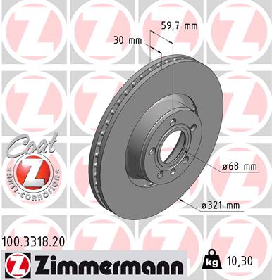 Bremsscheibe Vorderachse Zimmermann 100.3318.20 von Zimmermann