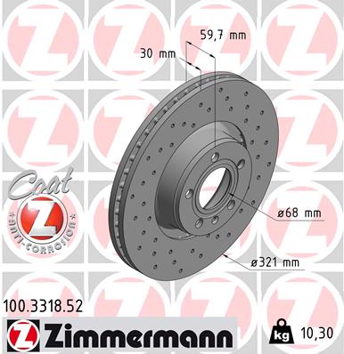 Bremsscheibe Vorderachse Zimmermann 100.3318.52 von Zimmermann