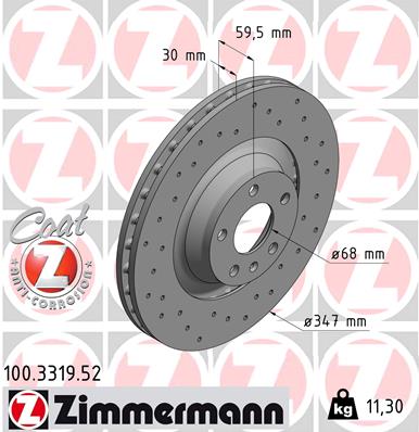 Bremsscheibe Vorderachse Zimmermann 100.3319.52 von Zimmermann