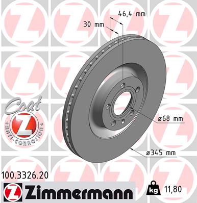 Bremsscheibe Vorderachse Zimmermann 100.3326.20 von Zimmermann