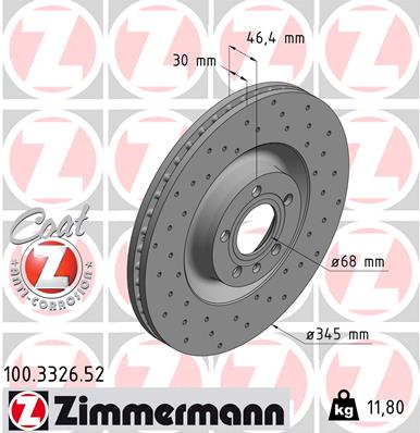 Bremsscheibe Vorderachse Zimmermann 100.3326.52 von Zimmermann