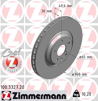 Bremsscheibe Vorderachse Zimmermann 100.3327.20 von Zimmermann