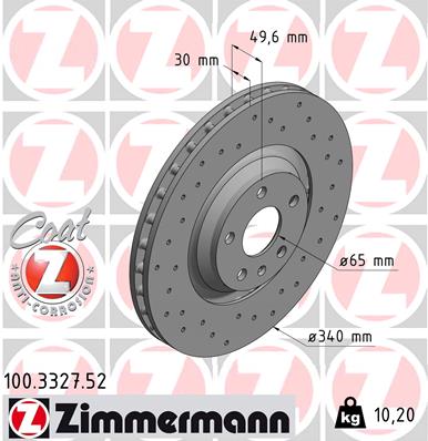 Bremsscheibe Vorderachse Zimmermann 100.3327.52 von Zimmermann