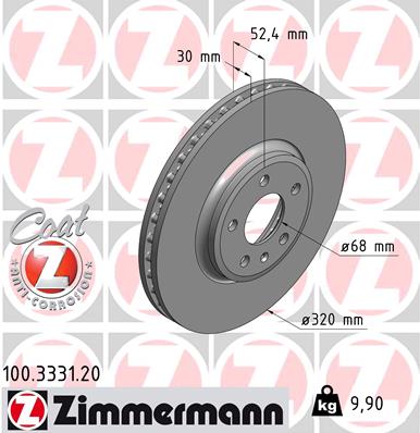 Bremsscheibe Vorderachse Zimmermann 100.3331.20 von Zimmermann