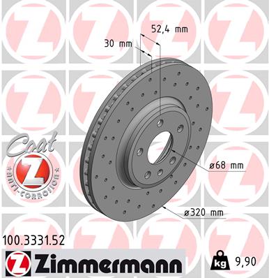 Bremsscheibe Vorderachse Zimmermann 100.3331.52 von Zimmermann