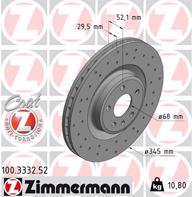 Bremsscheibe Vorderachse Zimmermann 100.3332.52 von Zimmermann