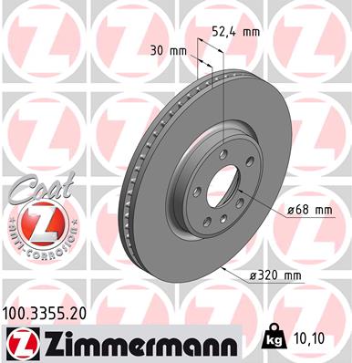 Bremsscheibe Vorderachse Zimmermann 100.3355.20 von Zimmermann