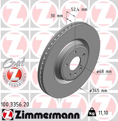 Bremsscheibe Vorderachse Zimmermann 100.3356.20 von Zimmermann