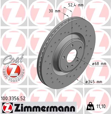 Bremsscheibe Vorderachse Zimmermann 100.3356.52 von Zimmermann