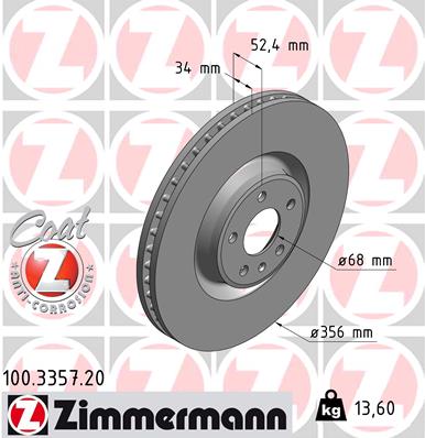 Bremsscheibe Vorderachse Zimmermann 100.3357.20 von Zimmermann