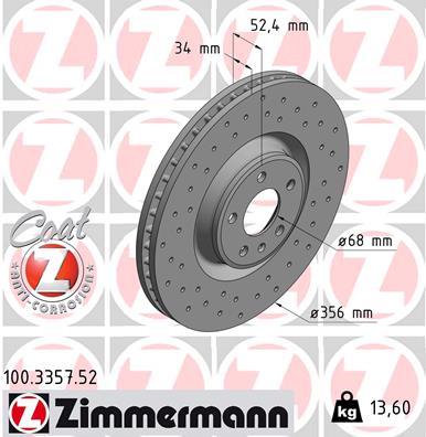 Bremsscheibe Vorderachse Zimmermann 100.3357.52 von Zimmermann