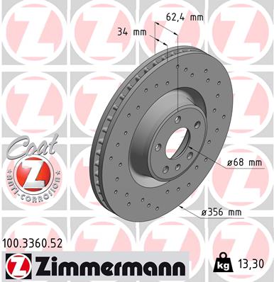 Bremsscheibe Vorderachse Zimmermann 100.3360.52 von Zimmermann