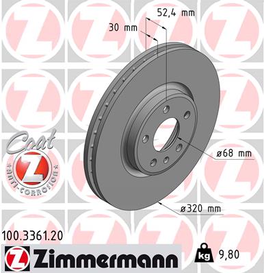 Bremsscheibe Vorderachse Zimmermann 100.3361.20 von Zimmermann