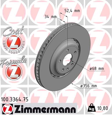 Bremsscheibe Vorderachse Zimmermann 100.3364.75 von Zimmermann