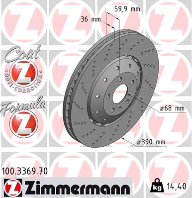 Bremsscheibe Vorderachse Zimmermann 100.3369.70 von Zimmermann