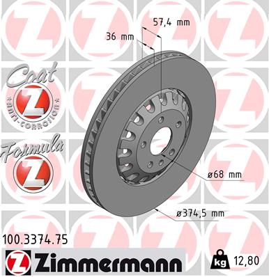 Bremsscheibe Vorderachse Zimmermann 100.3374.75 von Zimmermann