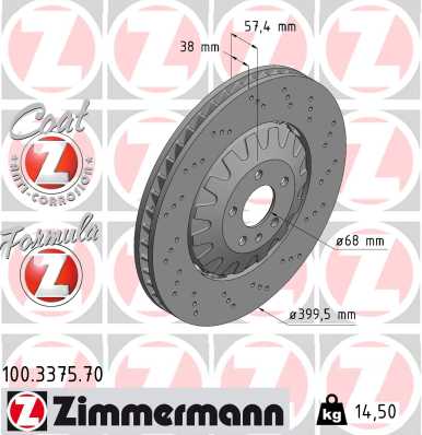 Bremsscheibe Vorderachse Zimmermann 100.3375.70 von Zimmermann