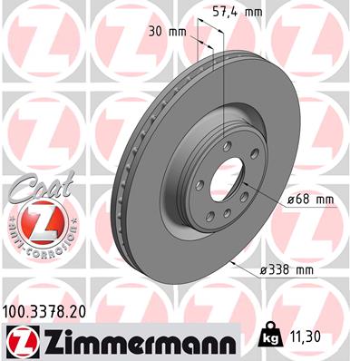 Bremsscheibe Vorderachse Zimmermann 100.3378.20 von Zimmermann