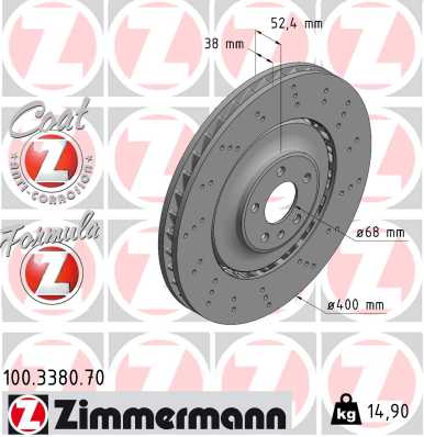 Bremsscheibe Vorderachse Zimmermann 100.3380.70 von Zimmermann