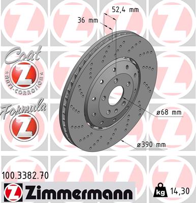 Bremsscheibe Vorderachse Zimmermann 100.3382.70 von Zimmermann