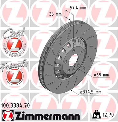 Bremsscheibe Vorderachse Zimmermann 100.3384.70 von Zimmermann