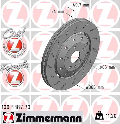 Bremsscheibe Vorderachse Zimmermann 100.3387.70 von Zimmermann