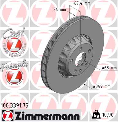 Bremsscheibe Vorderachse Zimmermann 100.3391.75 von Zimmermann