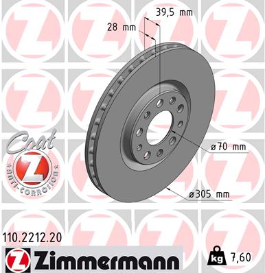 Bremsscheibe Vorderachse Zimmermann 110.2212.20 von Zimmermann