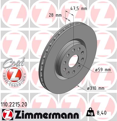 Bremsscheibe Vorderachse Zimmermann 110.2215.20 von Zimmermann