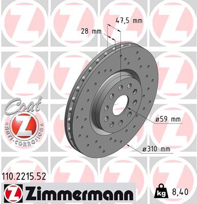 Bremsscheibe Vorderachse Zimmermann 110.2215.52 von Zimmermann