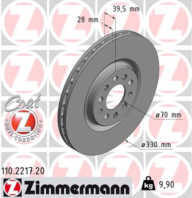 Bremsscheibe Vorderachse Zimmermann 110.2217.20 von Zimmermann