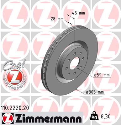 Bremsscheibe Vorderachse Zimmermann 110.2220.20 von Zimmermann