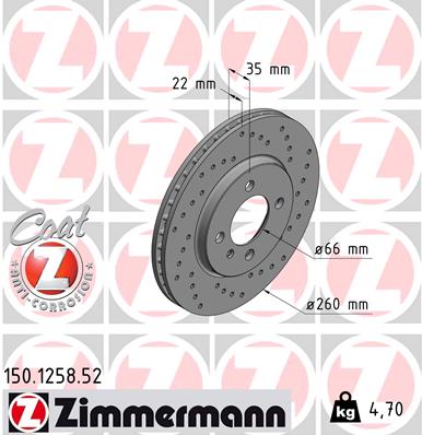 Bremsscheibe Vorderachse Zimmermann 150.1258.52 von Zimmermann