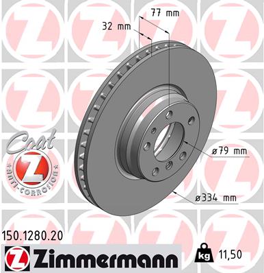 Bremsscheibe Vorderachse Zimmermann 150.1280.20 von Zimmermann