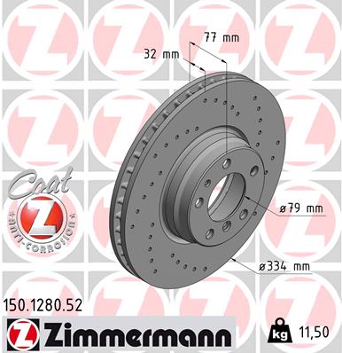 Bremsscheibe Vorderachse Zimmermann 150.1280.52 von Zimmermann