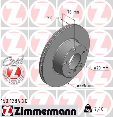 Bremsscheibe Vorderachse Zimmermann 150.1284.20 von Zimmermann