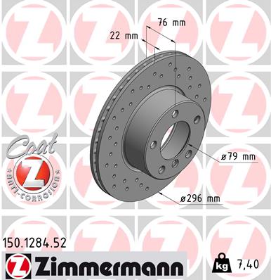 Bremsscheibe Vorderachse Zimmermann 150.1284.52 von Zimmermann