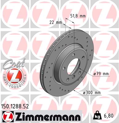 Bremsscheibe Vorderachse Zimmermann 150.1288.52 von Zimmermann