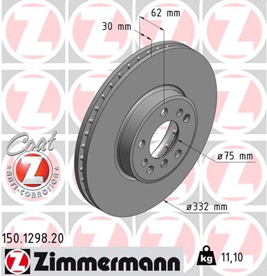 Bremsscheibe Vorderachse Zimmermann 150.1298.20 von Zimmermann