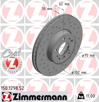 Bremsscheibe Vorderachse Zimmermann 150.1298.52 von Zimmermann