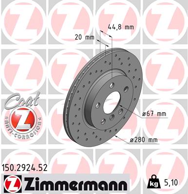 Bremsscheibe Vorderachse Zimmermann 150.2924.52 von Zimmermann