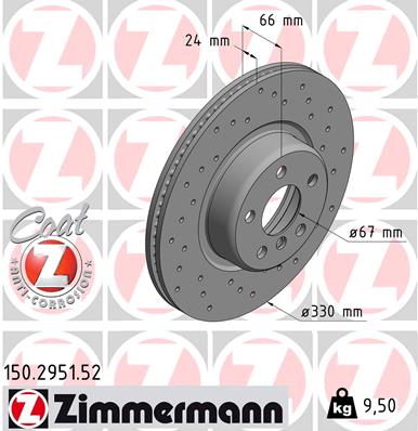 Bremsscheibe Vorderachse Zimmermann 150.2951.52 von Zimmermann