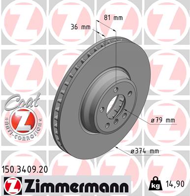 Bremsscheibe Vorderachse Zimmermann 150.3409.20 von Zimmermann