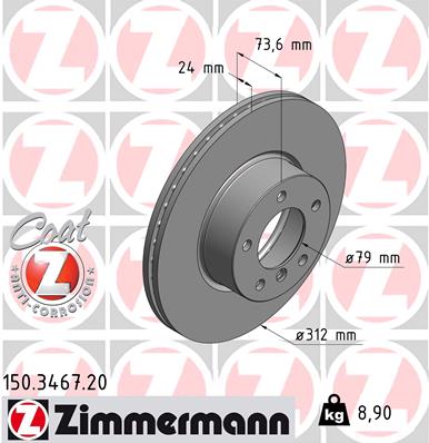 Bremsscheibe Vorderachse Zimmermann 150.3467.20 von Zimmermann