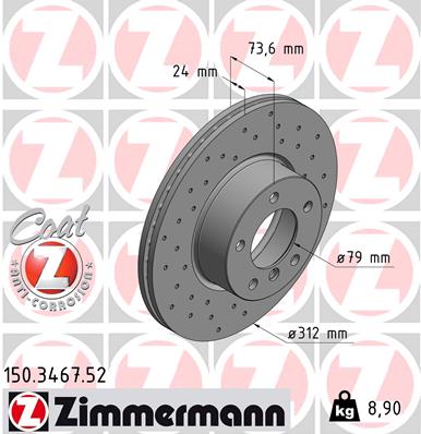 Bremsscheibe Vorderachse Zimmermann 150.3467.52 von Zimmermann