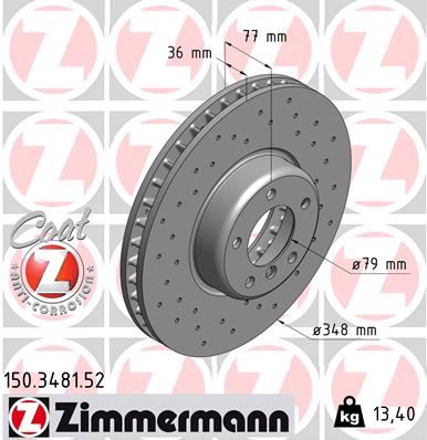 Bremsscheibe Vorderachse Zimmermann 150.3481.52 von Zimmermann