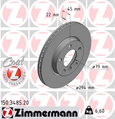 Bremsscheibe Vorderachse Zimmermann 150.3485.20 von Zimmermann