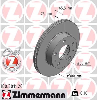 Bremsscheibe Vorderachse Zimmermann 180.3011.20 von Zimmermann