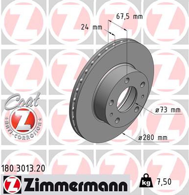 Bremsscheibe Vorderachse Zimmermann 180.3013.20 von Zimmermann