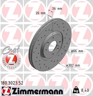 Bremsscheibe Vorderachse Zimmermann 180.3023.52 von Zimmermann